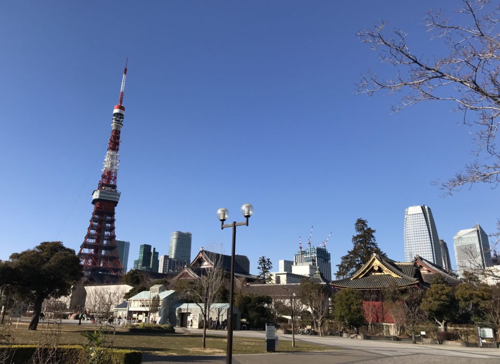 東京マラソンコース、東京タワーと増上寺