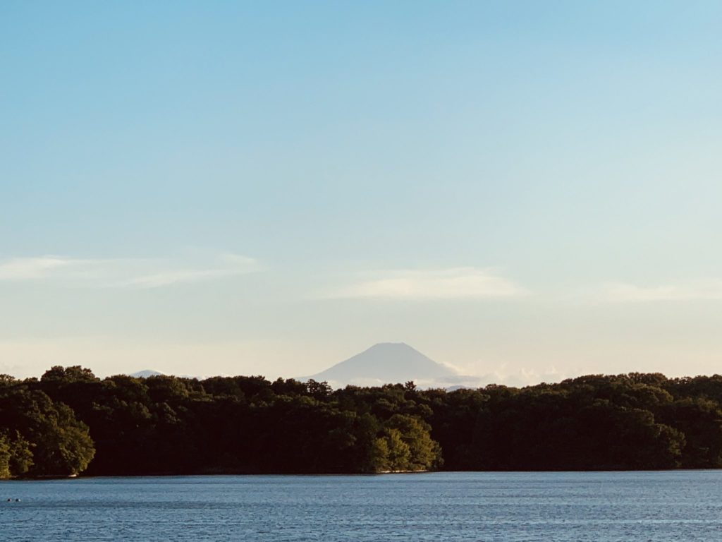 多摩湖自転車道ランニングで富士山が見える