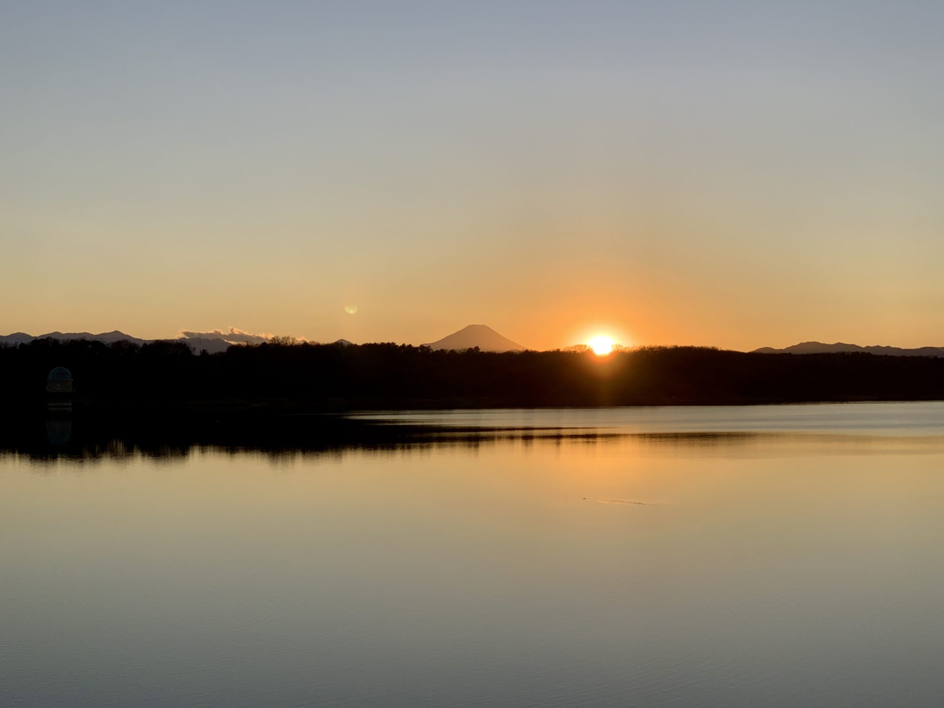多摩湖ランで見た夕日