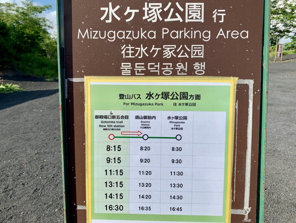 水ヶ塚公園行きバスの時刻表