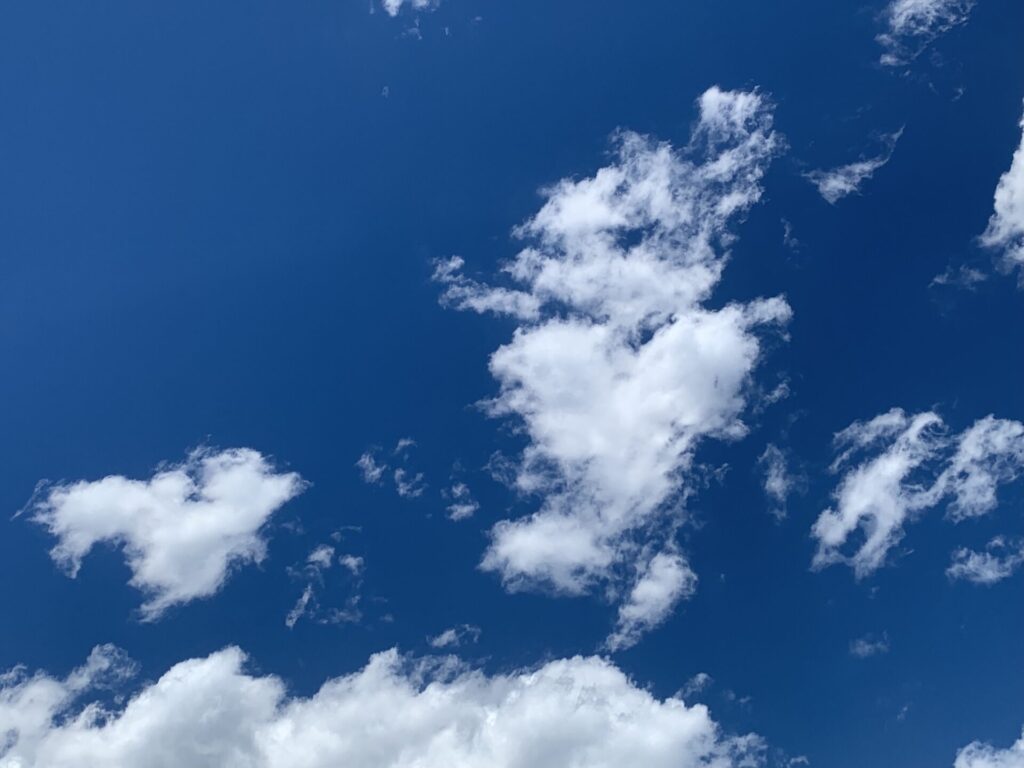 真夏のランニング、空は青い