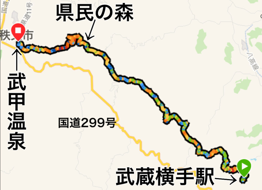 奥武蔵グリーンラインをランニング　行程