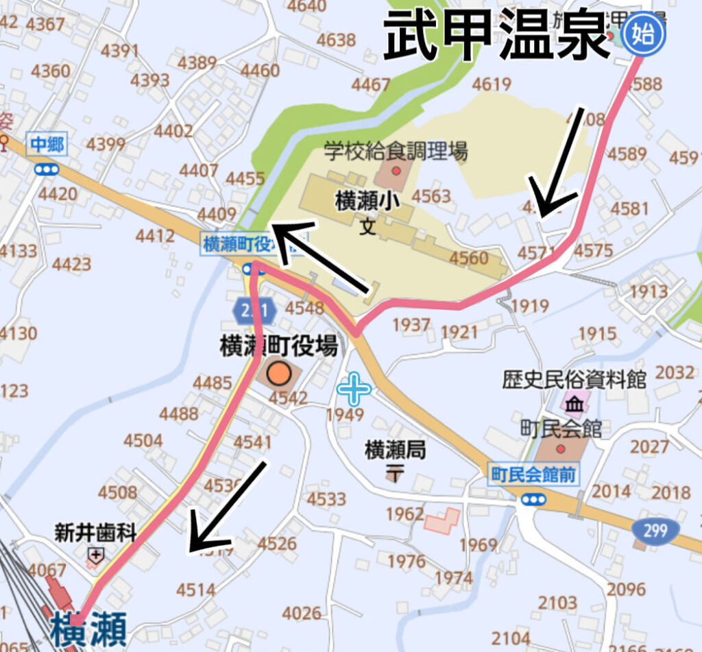 武甲温泉から横瀬駅までの道程