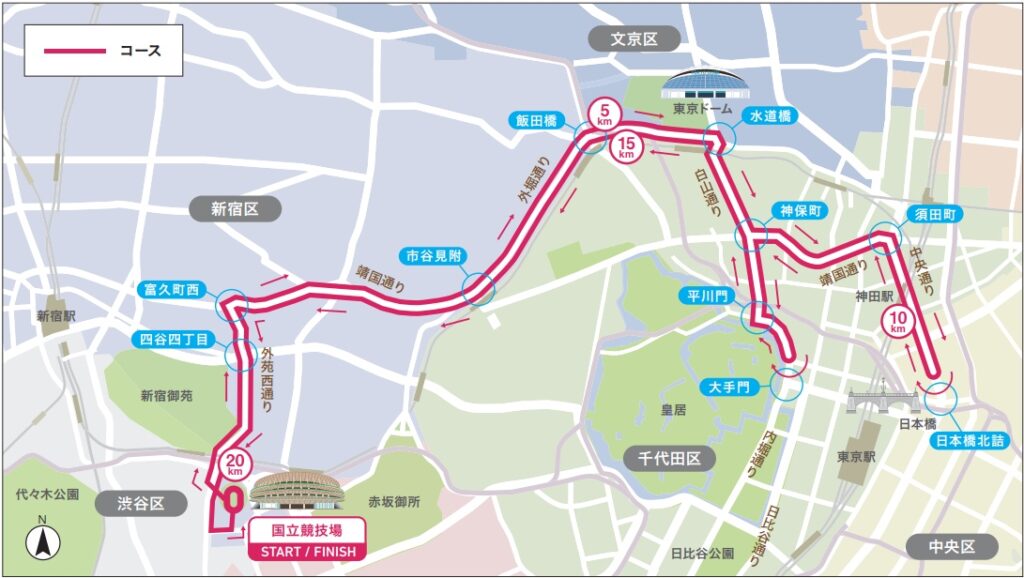 東京レジェンドハーフマラソンのコース図