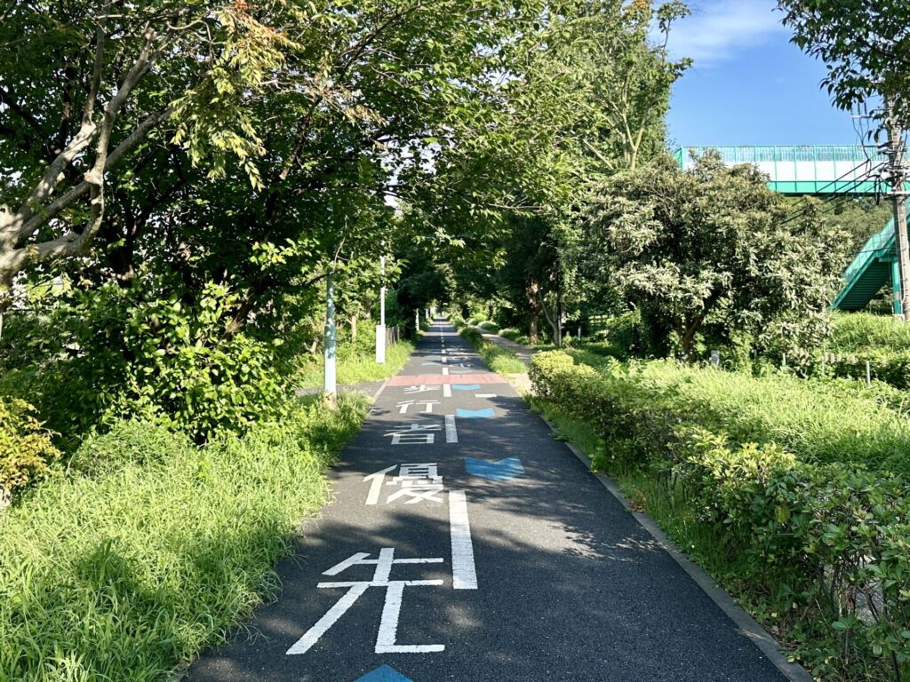 多摩湖自転車をランニング