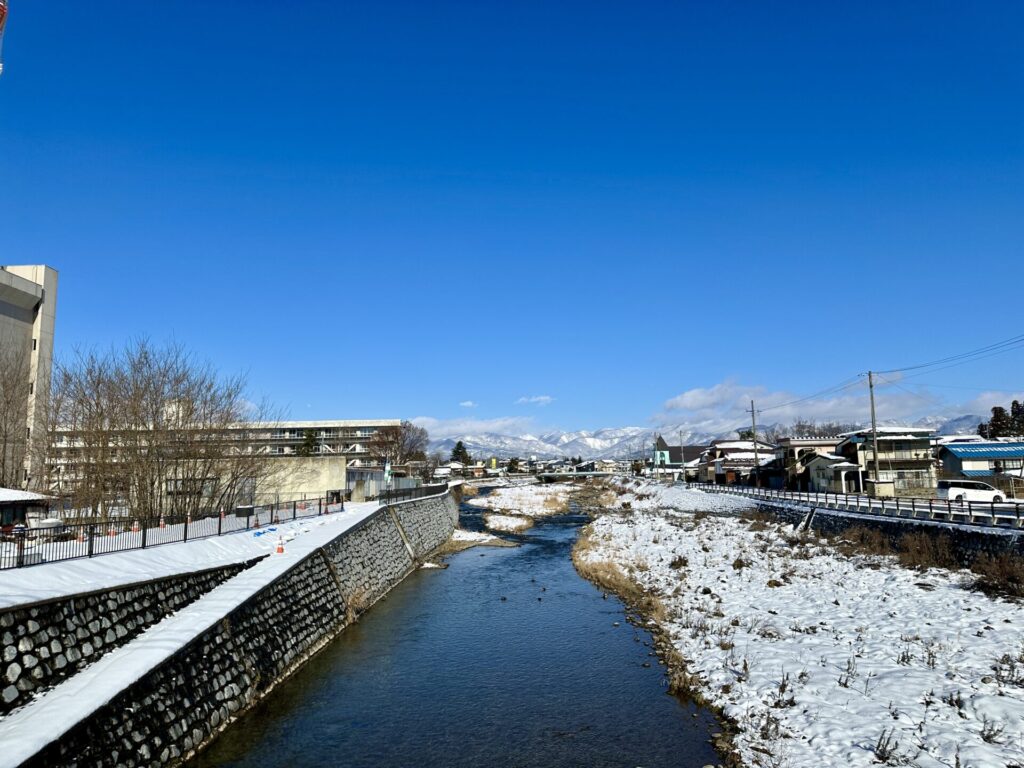 喜多方市内を雪上ランニング