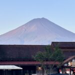 富士登山競走の朝、河口湖駅から見えた富士山