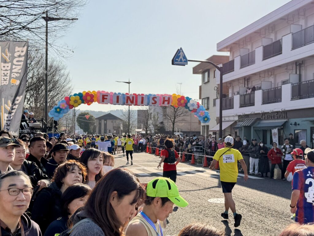青梅マラソンのゴール前